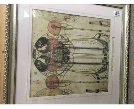 A Charles  Mackintosh style print plus additional frames and pictures.