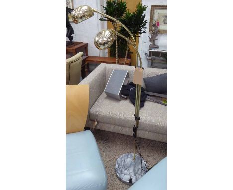 FLOOR LAMP, with two branches on circular metal base.