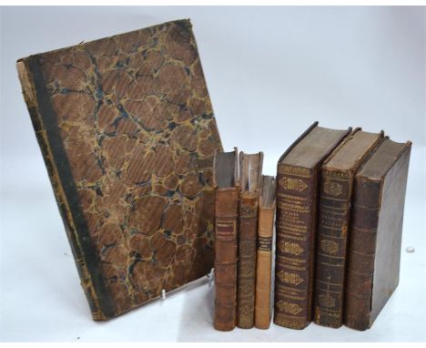 Seven various leather bound vols, including Vocal Music by Charles Dignum' Abbe Raynal &amp; J. Justamond (trans.) A Philosop