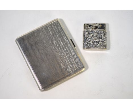 A heavy quality Art Deco engine-turned silver cigarette case, Charles Packer &amp; Co. Ltd (Regent St), London 1923, 3.4oz, t