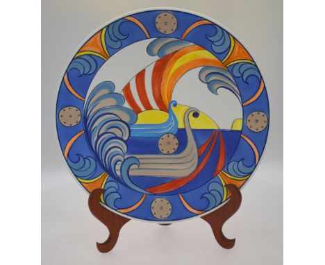 A Poole Pottery Studio limited edition charges, 64/100, 'Swanage Viking' pattern designed by Karen Brown, dated '98, 41.5 cm 