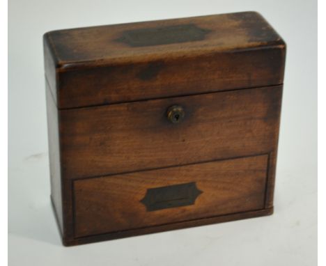 A George III mahogany apothecary box, the hinged top centred with a flush brass carrying handle engraved 'R. Knight Esq., M.P