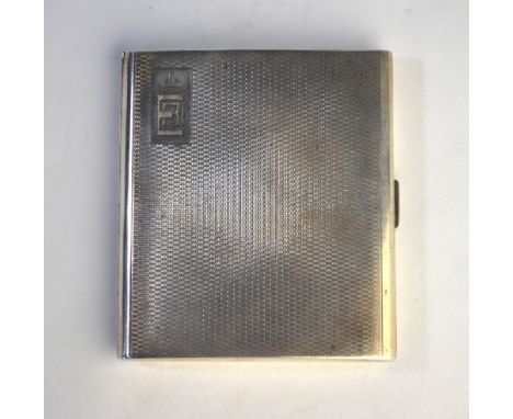 An engine-turned silver cigarette case, engraved with Edward VIII crowned cypher, the gilt interior inscribed 'Cartier London