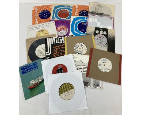 A collection of vintage 7 inch singles relating to and used for offshore pirate radio. To include excerpts from "The Bowie Sh