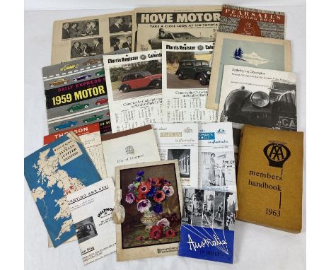 A collection of assorted vintage ephemera relating to motoring, migration and more. To include: several 1950's leaflets about