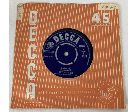 A vintage 7 inch single of "Caroline" by Roy Hastings on Decca Records. The Chorus of this song was used by Radio Caroline as