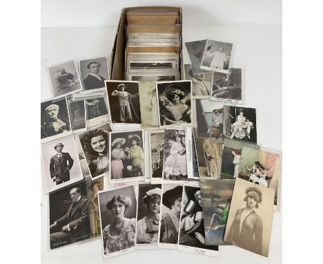 Ex Dealers stock - 200+ assorted vintage postcards to include Royalty &amp; actors/actresses. Lot also includes British desti