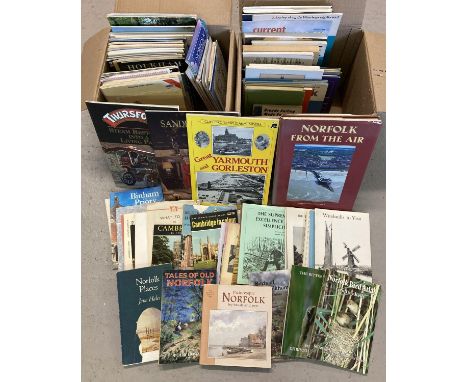 2 boxes of vintage books and ephemera about Norfolk &amp; places in Norfolk. To include a quantity of souvenir information bo