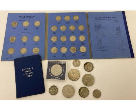 A small collection of vintage British and world coins. To include a Queen Mother 1990 £5 coin, Great Britain Shillings collec