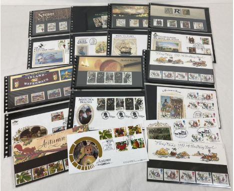 A collection of 12 Royal Mail mint collectors stamp sets and stamp books complete with corresponding first day covers, all da