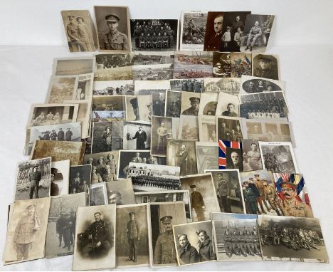 Approx. 150 assorted vintage military postcards to include RP's. Lot includes: portraits, group shots, Sweetheart cards, War 