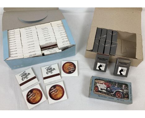Phillumeny Collection - 3 vintage matchbox multi-boxes. A full box of 80 Wm. Gaymers Olde English Cyder advertising matchbook
