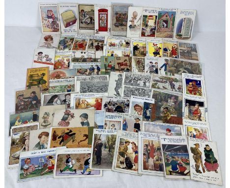 70 assorted vintage humorous postcards. To include: Donald McGill, Edward Gross, Varsity Sketches and Bamforth's Comics. 