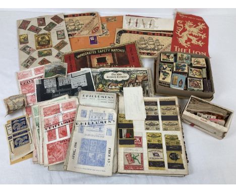 Phillumeny Collection - A collection of assorted vintage matchboxes, labels, match books and 1950's Phillumeny magazines. 