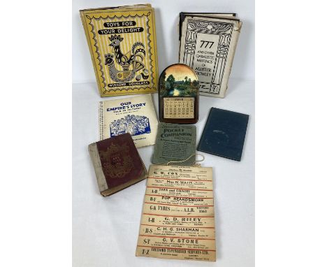 A box of assorted vintage books and ephemera. To include: 1967-9 Thetford &amp; Brandon Advertising Telephone number chart, 1