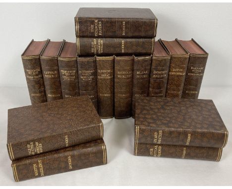 A full set of 16 vintage Charles Dickens novels from Odhams Press. Brown mottled effect covers with gilt lettering to spines.