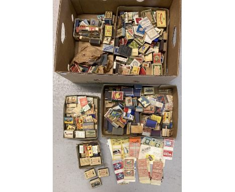 Phillumeny Collection - a box of assorted vintage matchboxes, match books &amp; matchbox labels. 