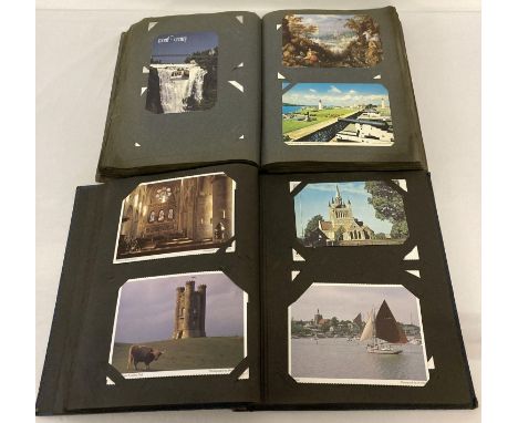 2 vintage postcard albums and contents. An Art Nouveau album containing postcards and greetings cards and a blue album contai