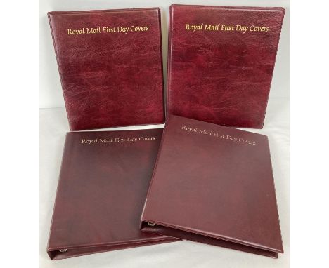 4 maroon Royal Mail First Day Cover albums (empty) in excellent condition. 