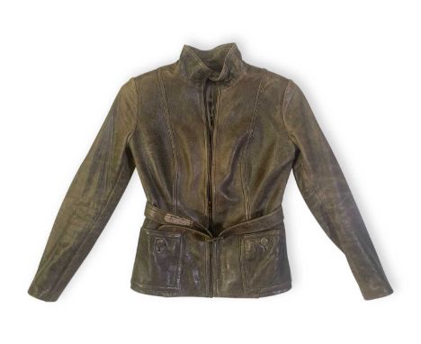 A vintage leather jacket by 'Von Nordheim Haute Couture', worn by Charlene McKenna as Captain Swing in season six of Peaky Bl