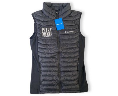 A Columbia 'Powder Pass' vest (S) , with stitched design 'Peaky Blinders - The Final Series-'.Provenance: donated by the Peak