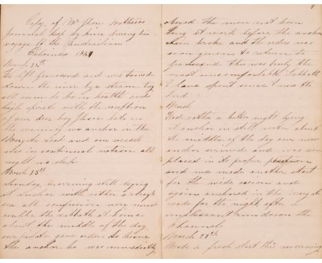 * Australian Diary. Copy of Mr Jhon Matheias [John Matthews] Journal kept by him during his voyage to the Australian Colonies