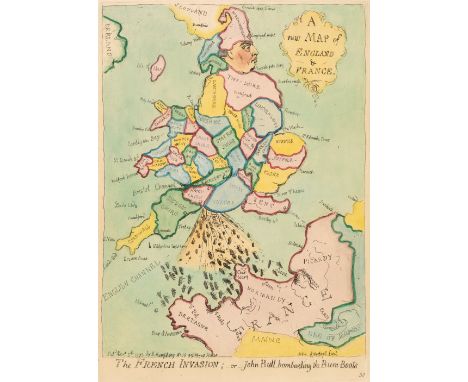 * Gillray (James). A New Map of England &amp; France. The French Invasion;-or-John Bull bombarding the Bum-Boats, H. Humphrey