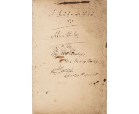 Cookery Manuscript. A folio manuscript cookery book entitled Book of receipts Sept: ye 30th 1695, compiled by Alice Phelipps 