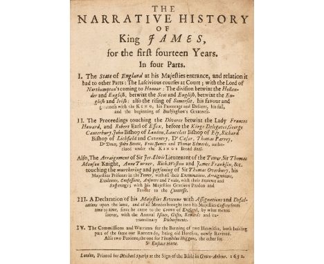 James I (King of England). The Narrative History of King James for the first fourteen years, in four parts. I. The State of E