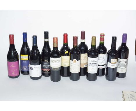 An assorted selection of red wine, including: Chateau Carbonneau Sequoia, Sainte-Foy Bordeaux, France, 2011; Castell Augustin