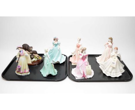 A collection of Coalport ceramic figures of ladies, including: Figurine of the Year ‘Sarah’, with certificate; Ladies of Fash