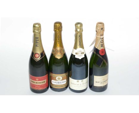 Four bottles of champagne, comprising: Piper-Heidsieck Champagne Brut; Moet &amp; Chandon Imperial Brut; Justerini &amp; Broo