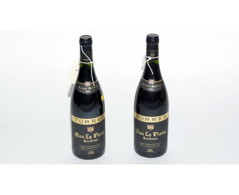 Torres Gran Coronas Mas La Plana Red Wine, Estate Bottled, 1994, Penedes, Spain, two bottles.