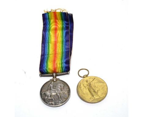 Two WWI Service medals, each presented to '6340 PTE. A. Eaton. R. Berks R.', one on ribbon.