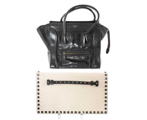 VALENTINO GARAVANI ROCKSTUD SPIKE CLUTCH BAG, 28cms (w), wear and tear commensurate with use / age, minor scuff and creases, 