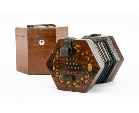 C. WHEATSTONE 32-BUTTON CONCERTINA with rosewood ends, serial no. 5745, in hexagonal caseProvenance: private collection Ynys 