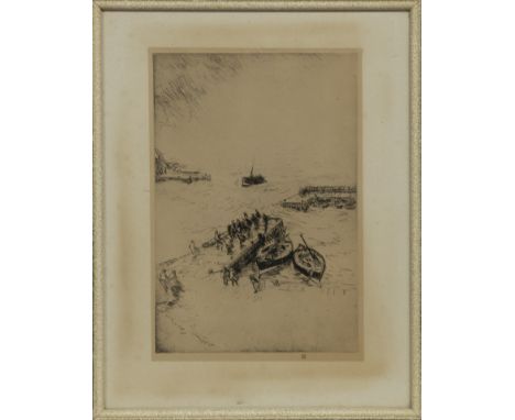 AFTER JAMES MCBEY, MORAY FIRTH; and GALE AT PORTS ERROLL print on paper image size 23cm x 16cm and 14cm x 23cm, overall size 