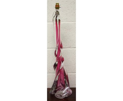 A Murano Sommerso Art glass table lamp; of spiral form.  64 cm high.