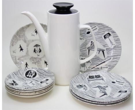 A J & G Meakin Nocturne coffee pot; to include four Homemaker tea plates, four tea saucers, and a Swinnertons Springtime tea 