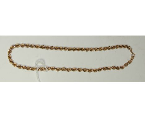 A 9ct gold rope link neck chain, 15.5 " approx.  1.6g approx.   