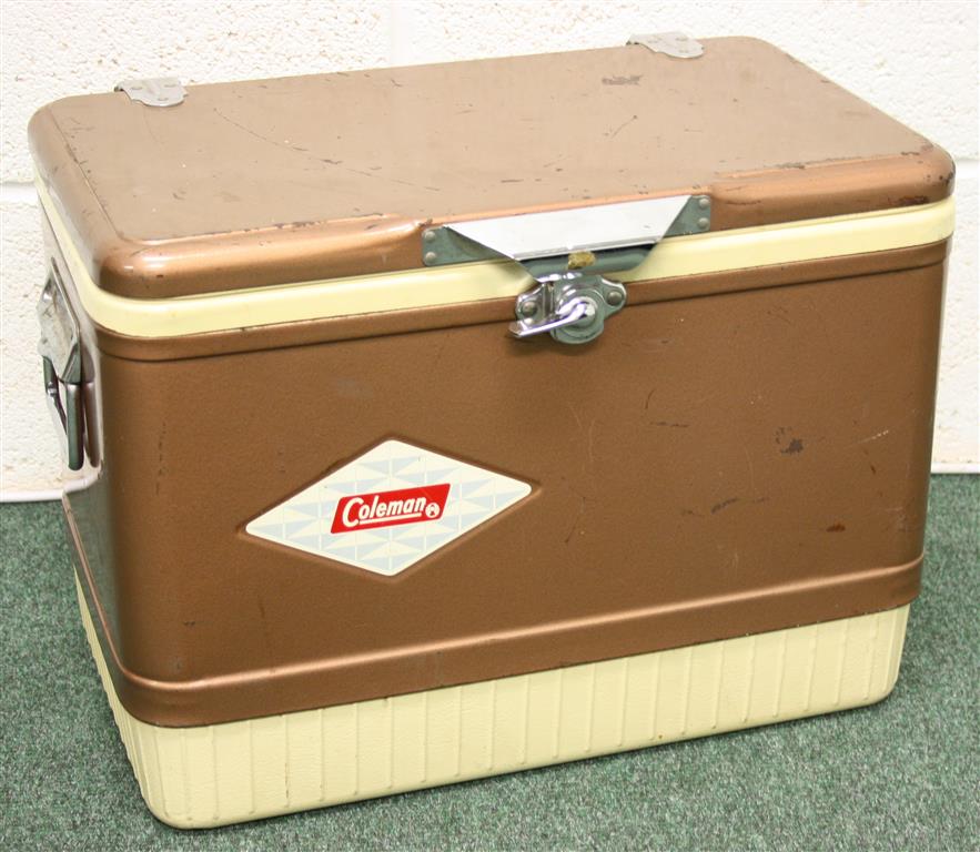 A 1960's Coleman steel cooler cool box.