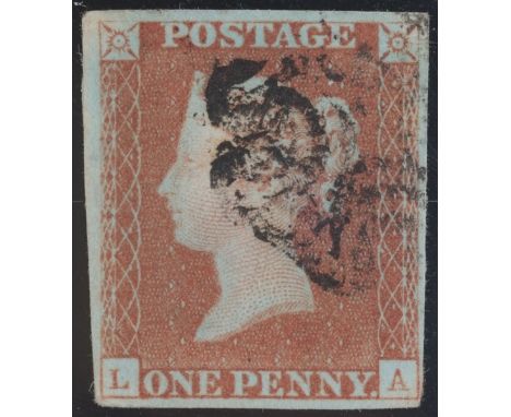 1d Red-Brown plate 5 Lettered LA (First State) 4 margin black MX