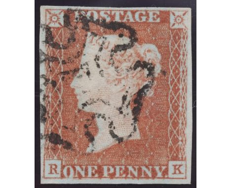 1d Red-Brown Plate 10 Lettered RK (R long tail and basal shift) 4 Margin black MX
