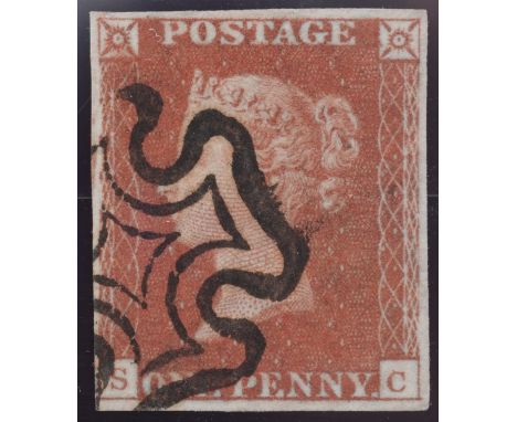 1d Red-Brown Plate 11 Lettered SC (Roller Flaw) 4 Margin Black MX