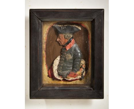Militaria Deutschland - Herrscherhaus Hohenzollern : Wachsrelief Friedrich des Großen, um 1780. Außerordentlich fein ausgefüh