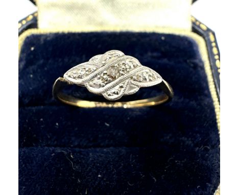 9ct Gold Art Deco Diamond Set Ring (1.9g)