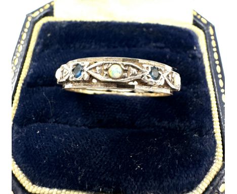 9ct Gold Opal &amp; Spinel Band Ring (2.7g)