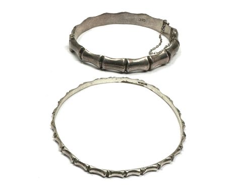 Two Vintage Silver Bamboo Design Bangles (24g)