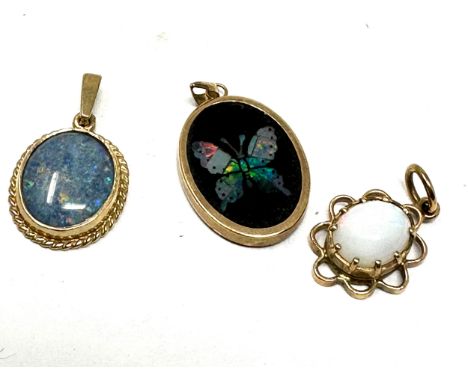 3 X 9ct Gold Opal &amp; Opal Triplet Pendants (3.8g)