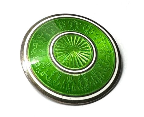 An Antique Silver Guilloche Enamel Brooch (18g)